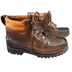 Vtg 90s Eddie Bauer Low Leather Ankle Boots Lace Up Chukka Gore Tex Sz 8 M Brown